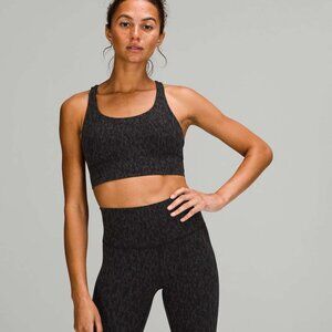 Lululemon Energy Longline Bra Leopard Camo Deep Coal Size 6